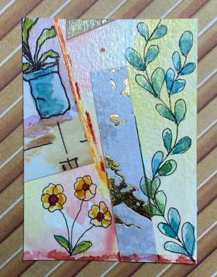 Floral Collage #4 aceo art card thumbnail 1