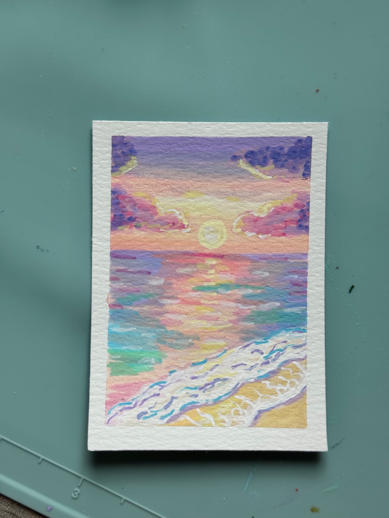 Pastel sunset aceo art card
