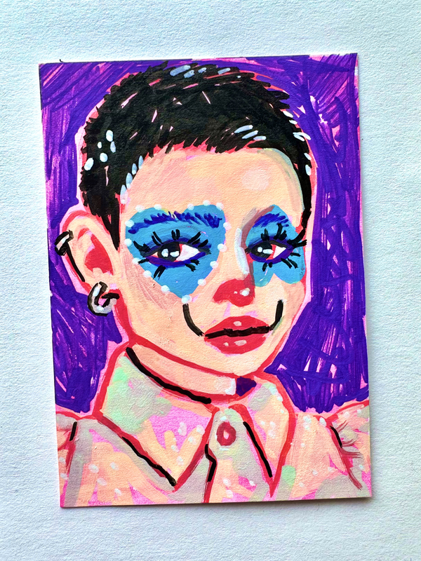 Clown Makeup Portrait aceo art card