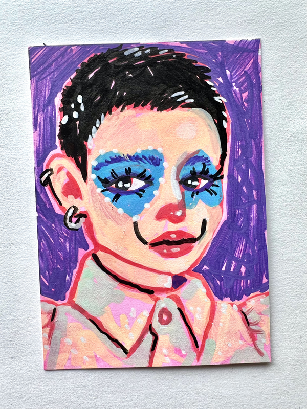 Clown Makeup Portrait aceo art card