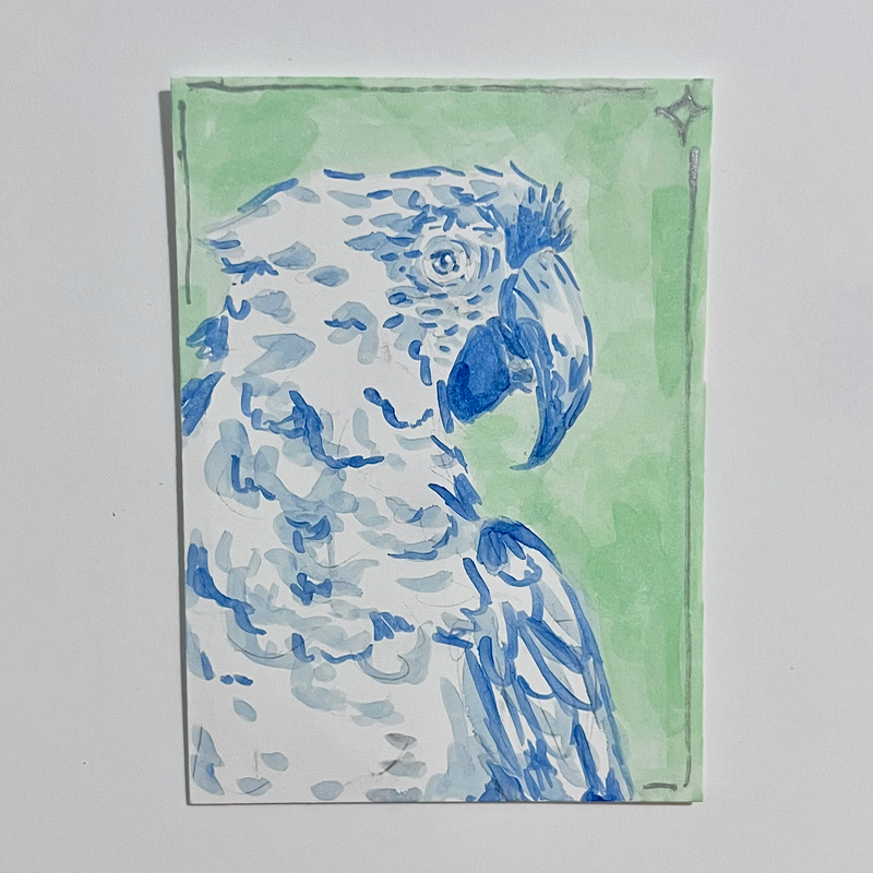Porcelain Parrot (Ezequiel) aceo art card