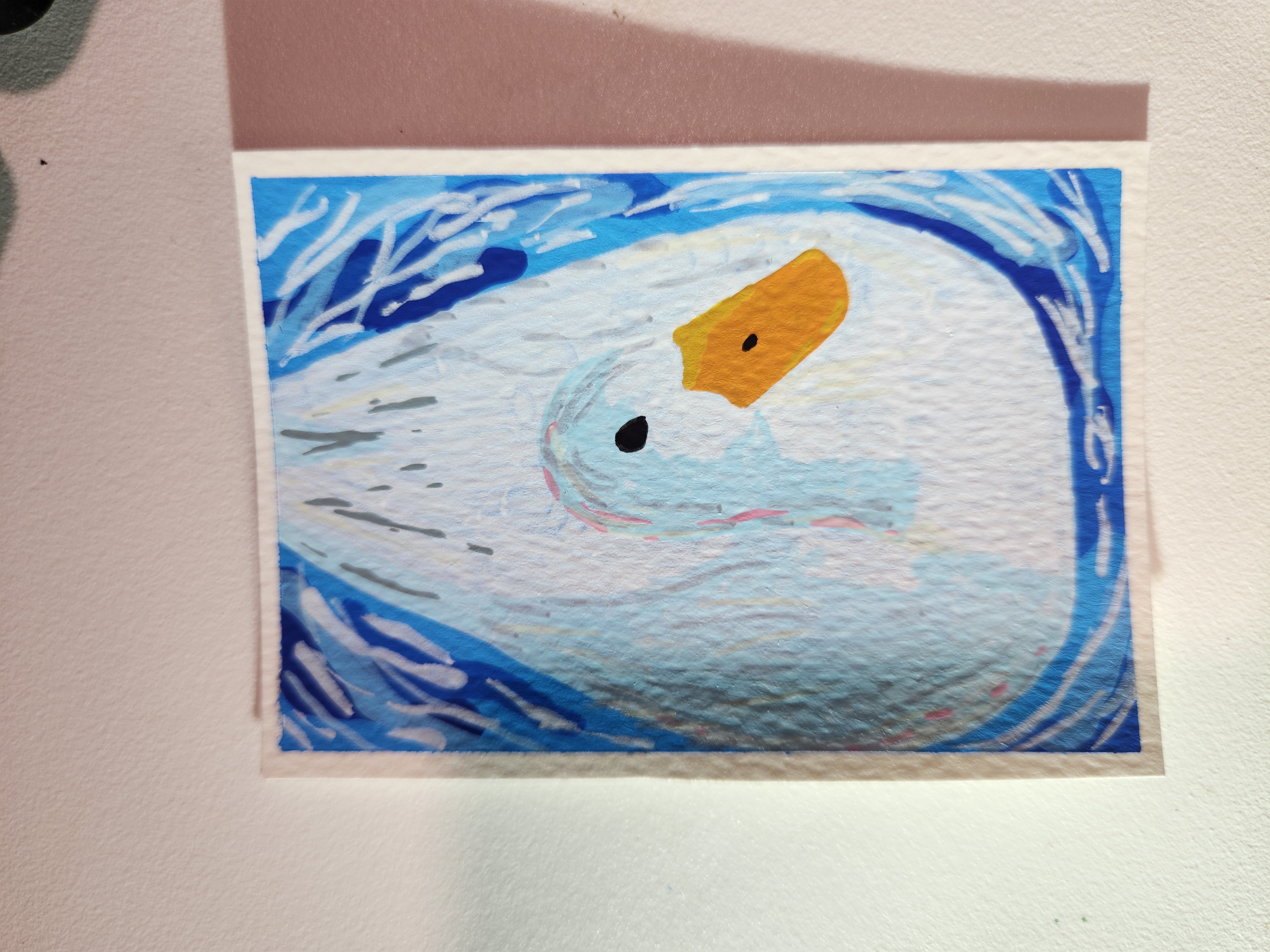 Duck in Water aceo art card