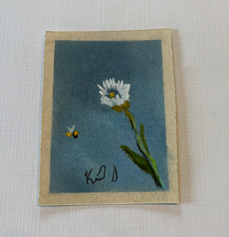 Blue Honey Bee #3 aceo art card