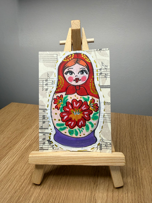 Matryoshka Doll Original ACEO by Lyndsay Aznaurov aceo art card thumbnail 1