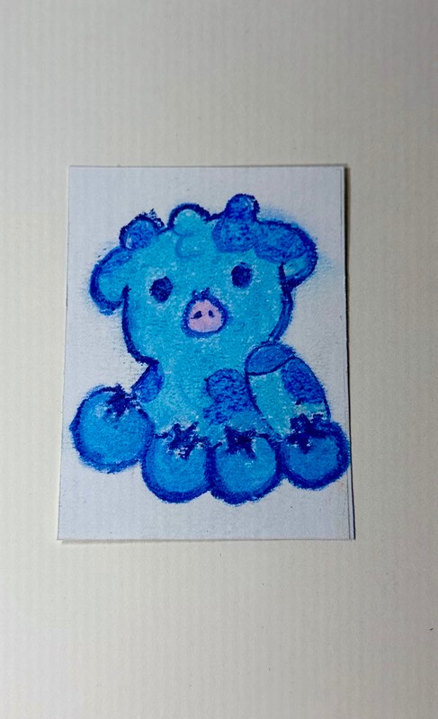 Blueberry Moo aceo art card