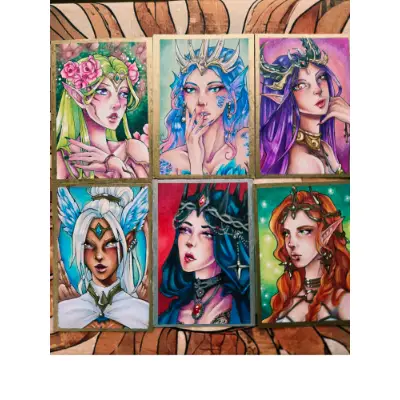 Dark Queen - Original ACEO - Ancient Queen Series aceo art card thumbnail 4