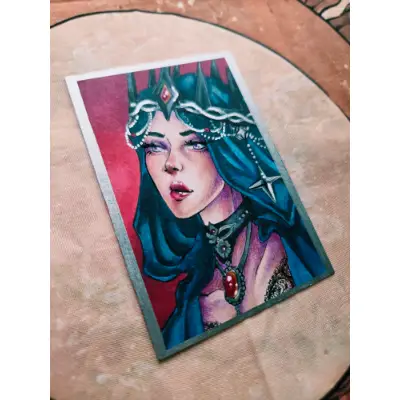 Dark Queen - Original ACEO - Ancient Queen Series aceo art card thumbnail 3