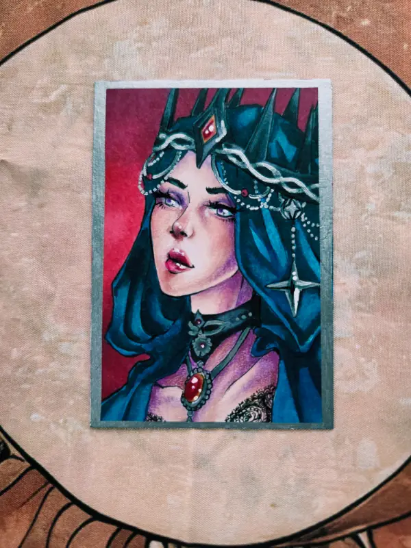 Dark Queen - Original ACEO - Ancient Queen Series aceo art card