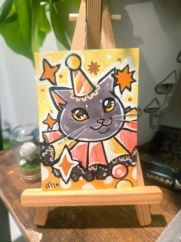 Fool of Felines - Original ACEO aceo art card
