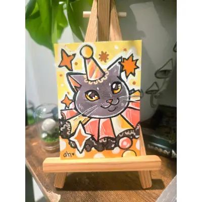 Fool of Felines - Original ACEO aceo art card thumbnail 1