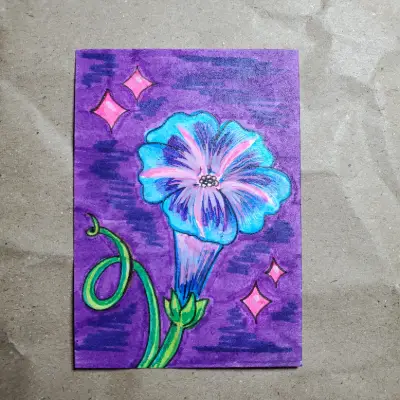 Summer Morning Glory aceo art card thumbnail 2