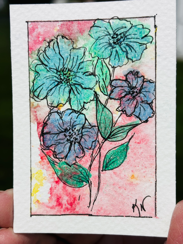 ACEO SUMMER FLORAL aceo art card