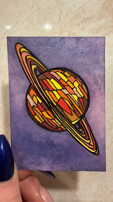 glass saturn aceo art card thumbnail 2
