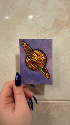 glass saturn aceo art card thumbnail 1