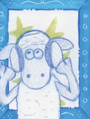 Shawn The Sheep Blue Frame Series 1/2 aceo art card thumbnail 2