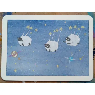Star Flight Sheep aceo art card thumbnail 1