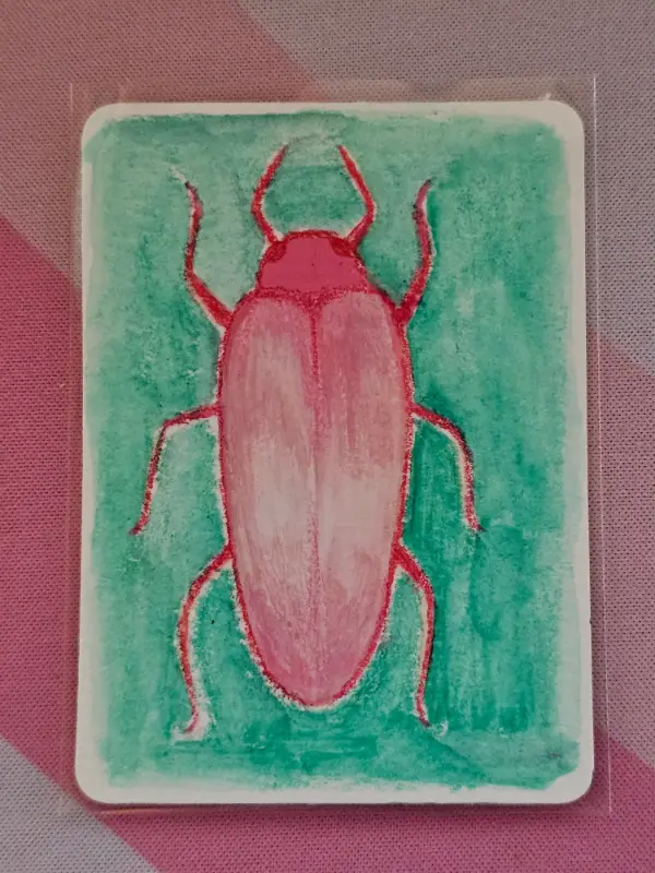Long Pink Bug aceo art card