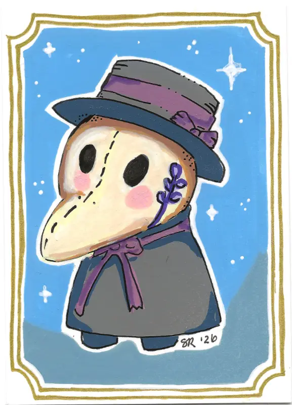 Corvo the Plague Mask | MOMENTO MORI Collection | Art with Sara Rose aceo art card