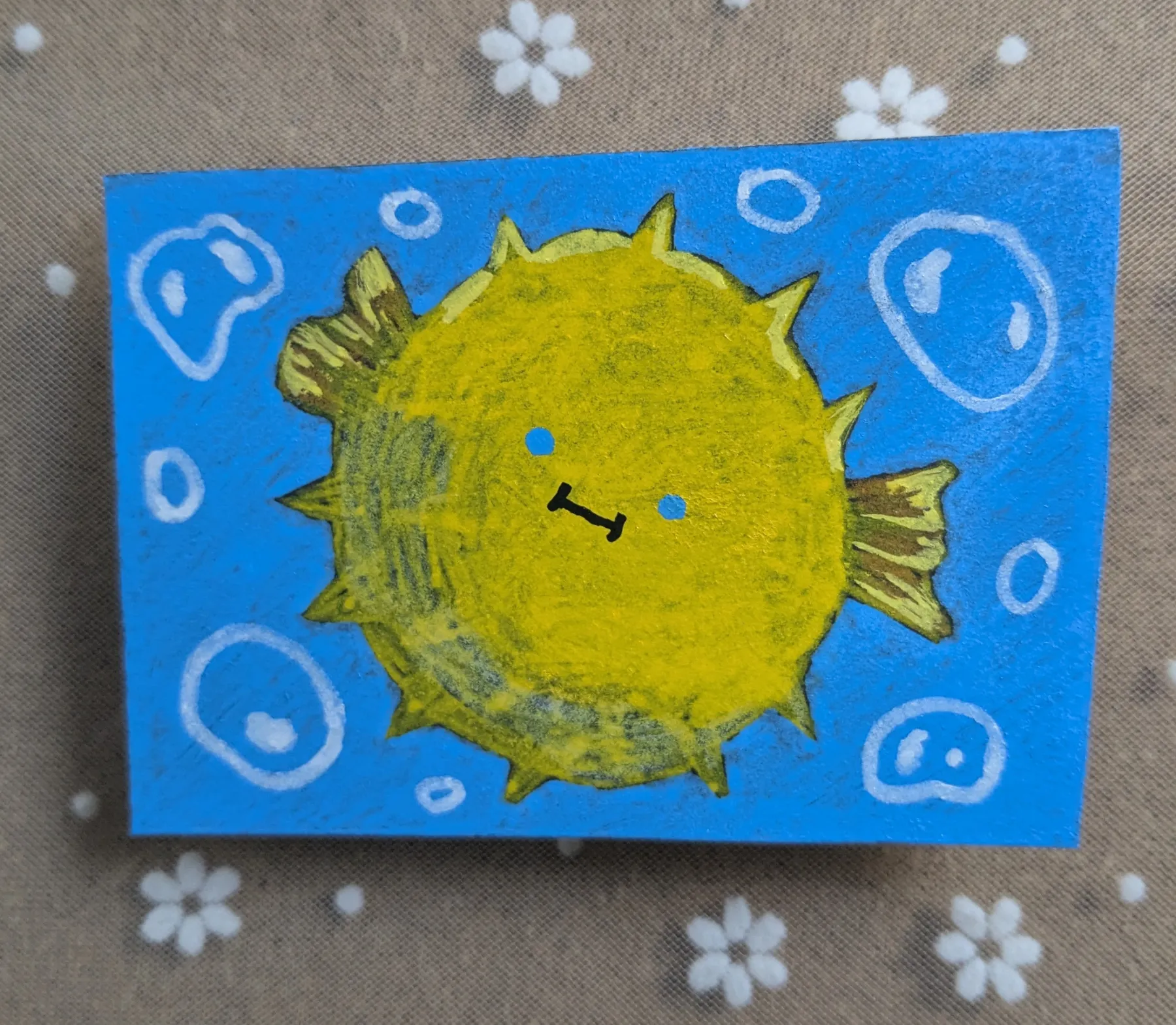 Pufferfish aceo art card