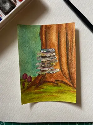 Turkey Tails aceo art card thumbnail 1