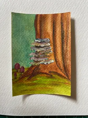 Turkey Tails aceo art card thumbnail 3
