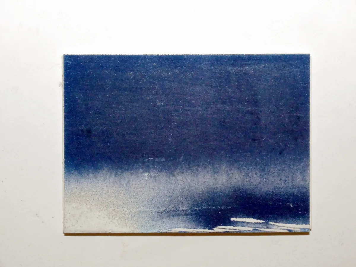 Abstract Cyanotype Photography original art ACEO aceo art card