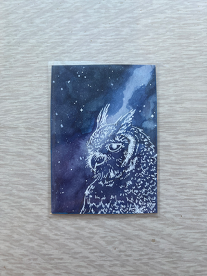 “Great Horned Owl” Galaxy Series 2/4 aceo art card thumbnail 1