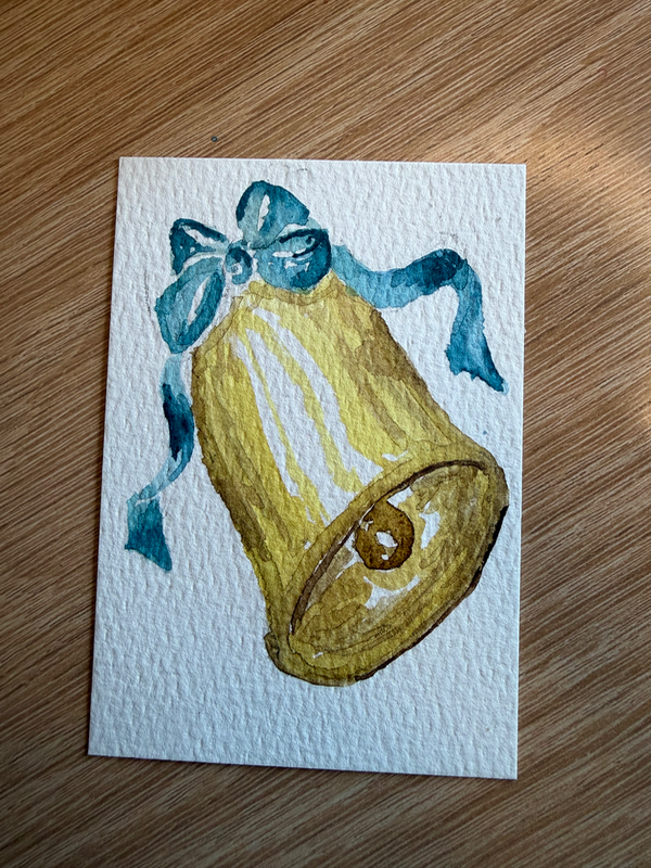 Wedding bell aceo art card