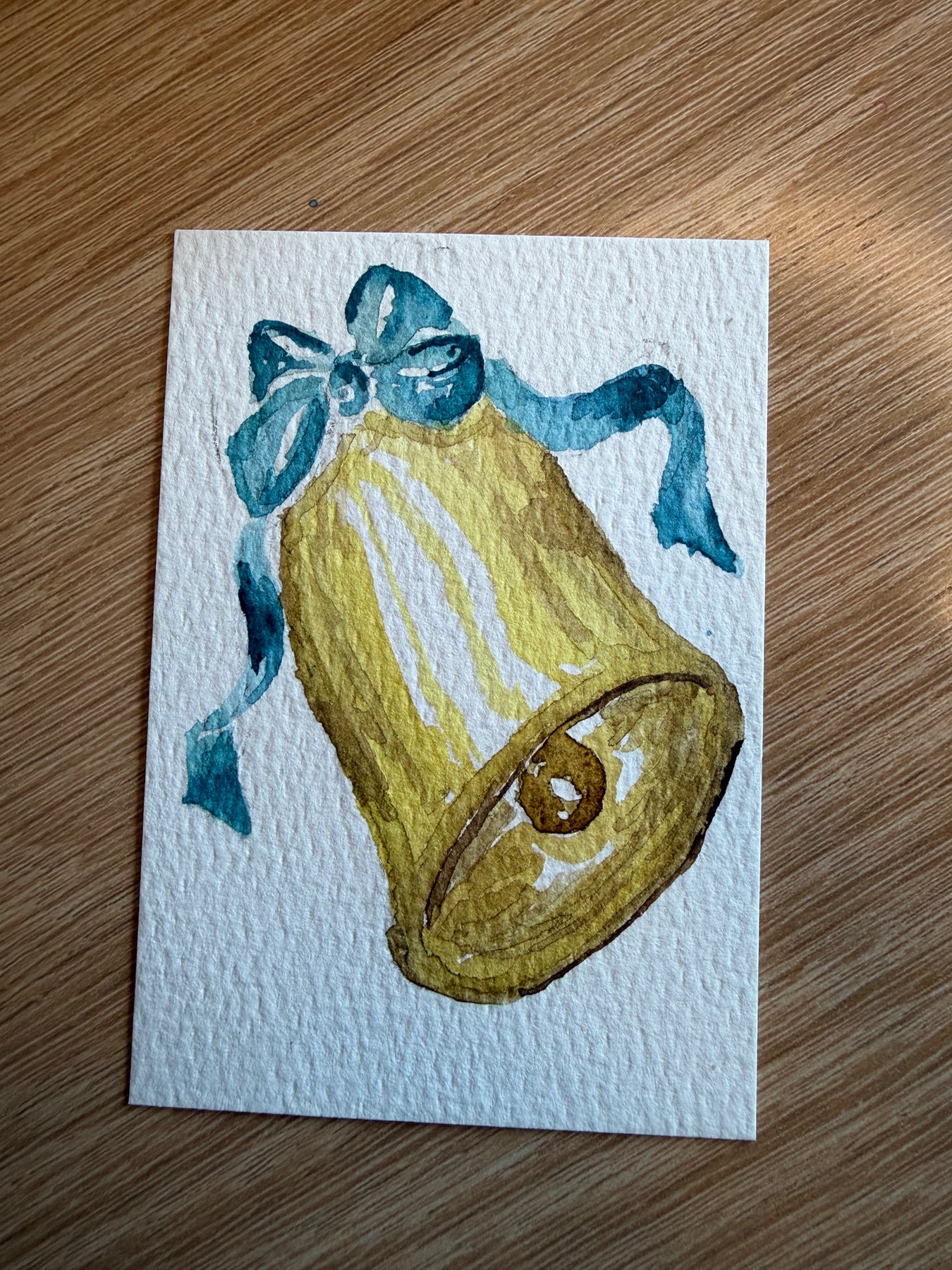 Wedding bell aceo art card