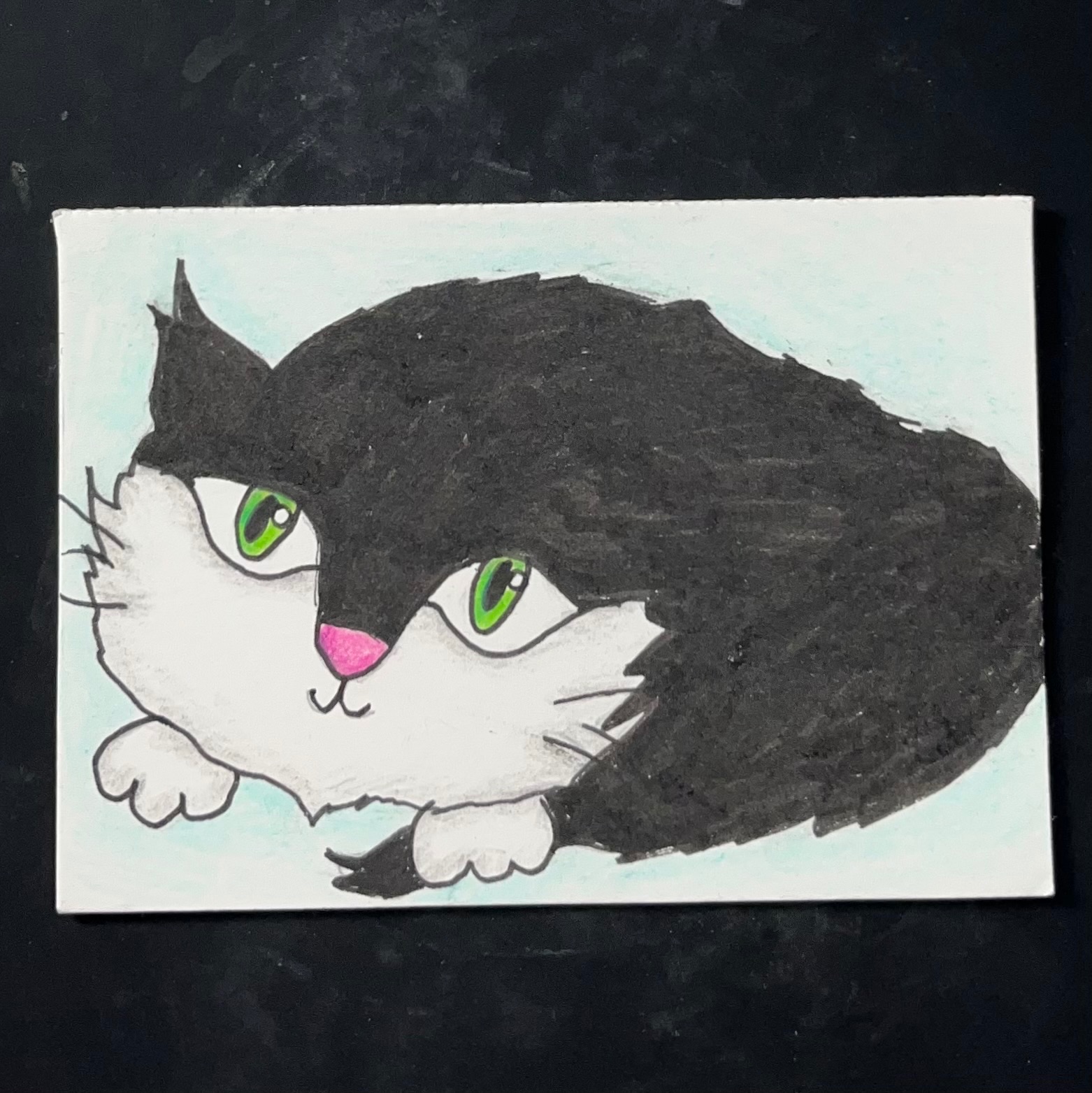 Cute Tuxedo Cat aceo art card
