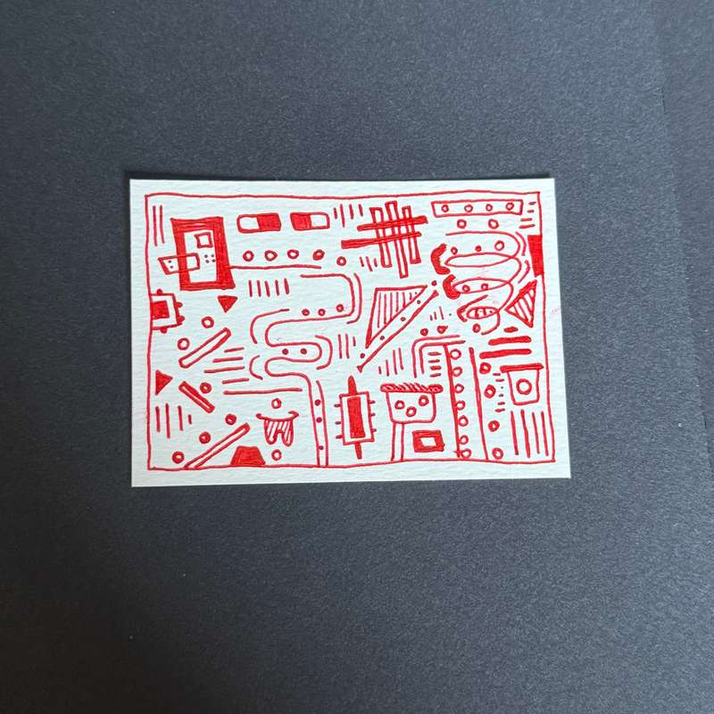 red abstract iii aceo art card