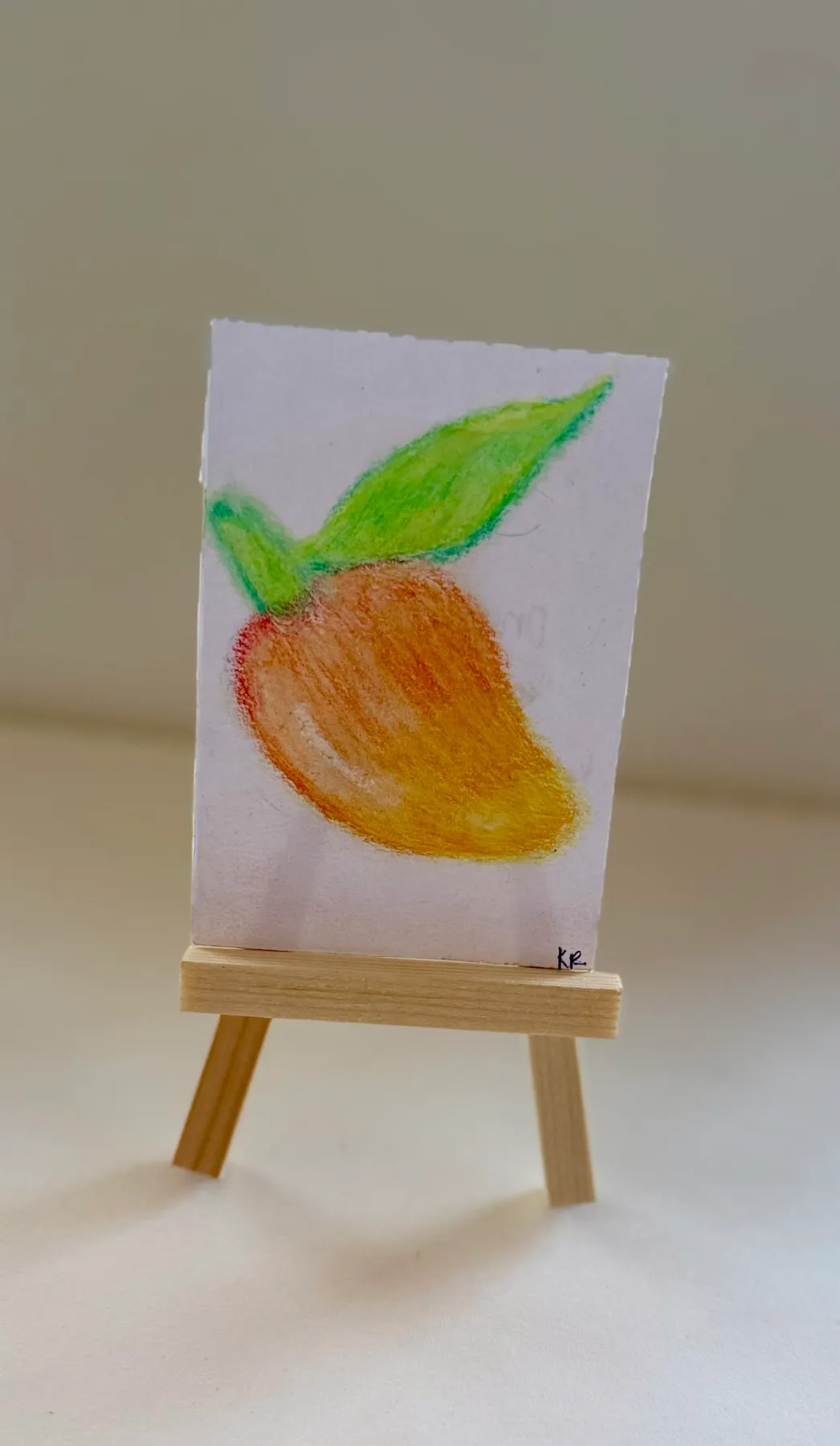 Mango ACEO Original – Colored Pencil Mini Art – Cute Tropical Fruit Illustration – OOAK Artist Tradi aceo art card