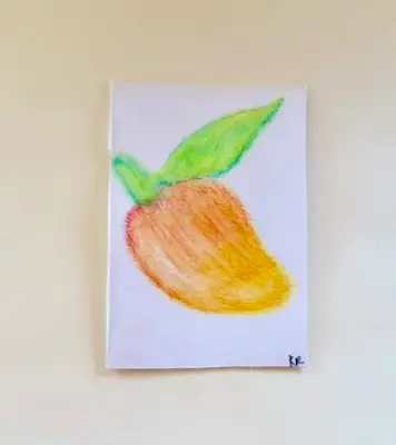 Mango ACEO Original – Colored Pencil Mini Art – Cute Tropical Fruit Illustration – OOAK Artist Tradi aceo art card thumbnail 2