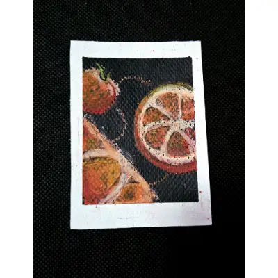 Oranges and Moranges water pastel fruits 2/3 aceo art card thumbnail 1