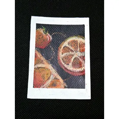 Oranges and Moranges water pastel fruits 2/3 aceo art card thumbnail 2