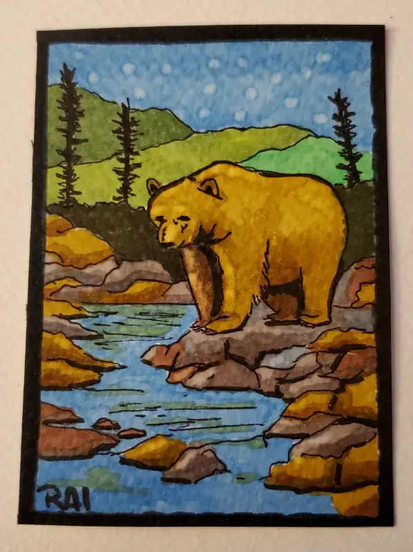 Night Fishing aceo art card