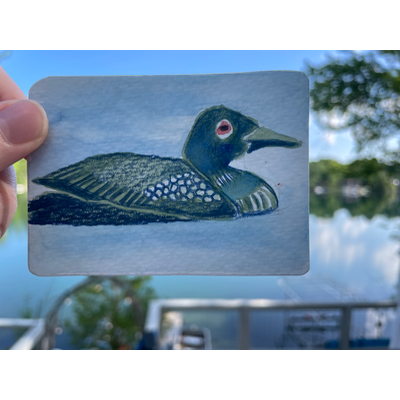 Loon aceo art card thumbnail 2