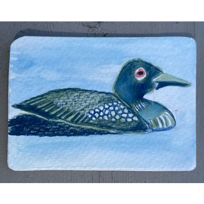 Loon aceo art card thumbnail 1