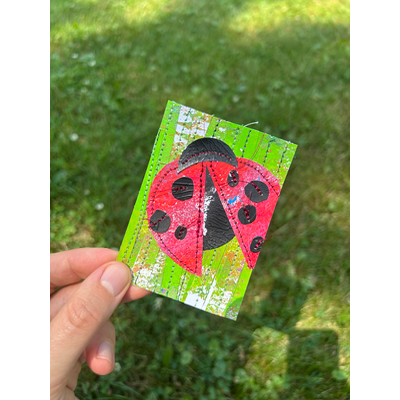 Lucky LadyBug aceo art card thumbnail 1