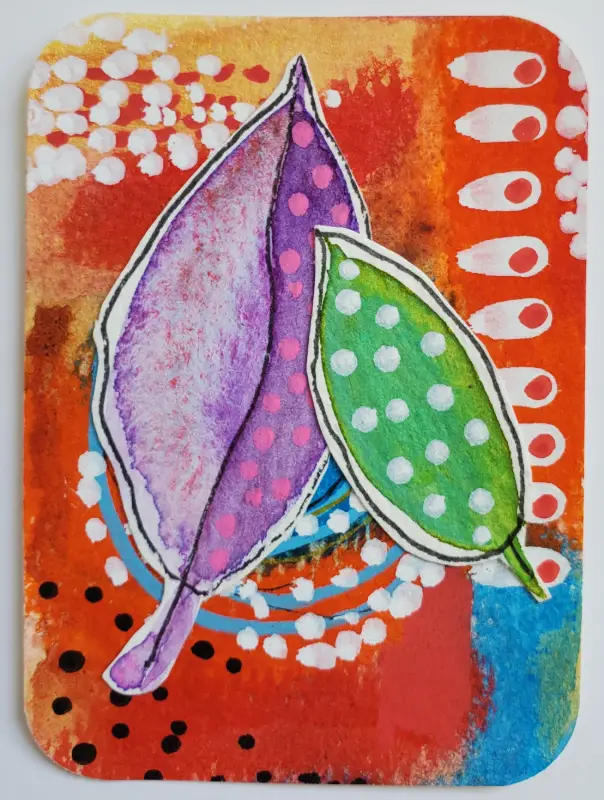 Happy Leaves aceo art card