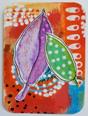 Happy Leaves aceo art card thumbnail 1