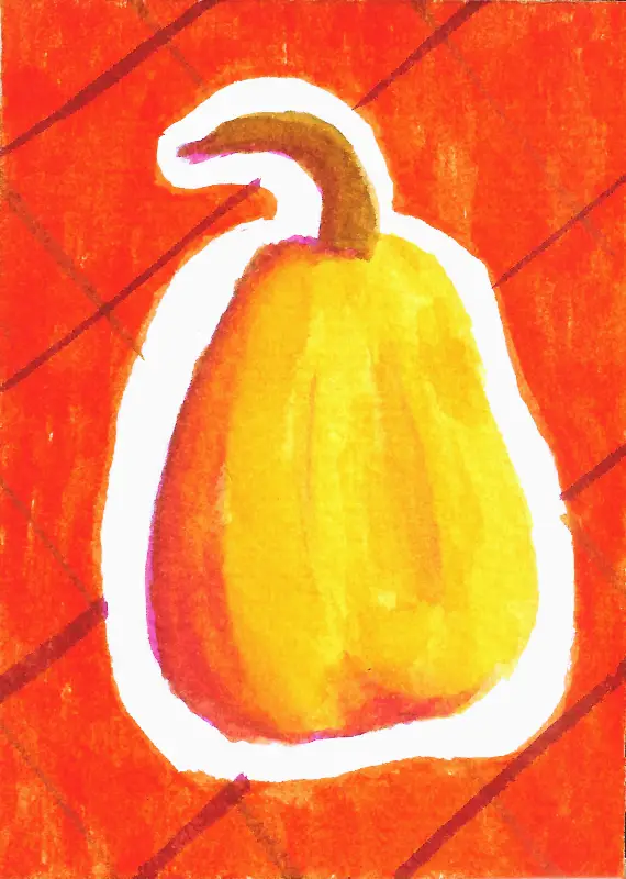 Yellow Pumkpin Watercolor aceo art card