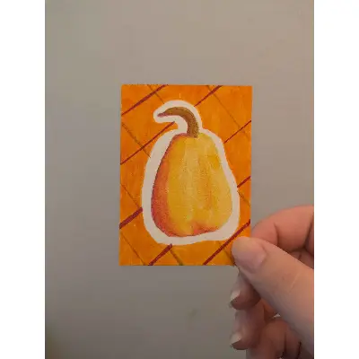 Yellow Pumkpin Watercolor aceo art card thumbnail 2