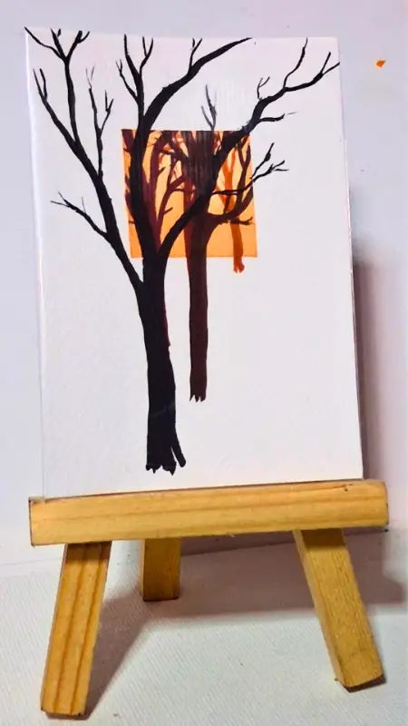 Untitled Trees Sepia aceo art card