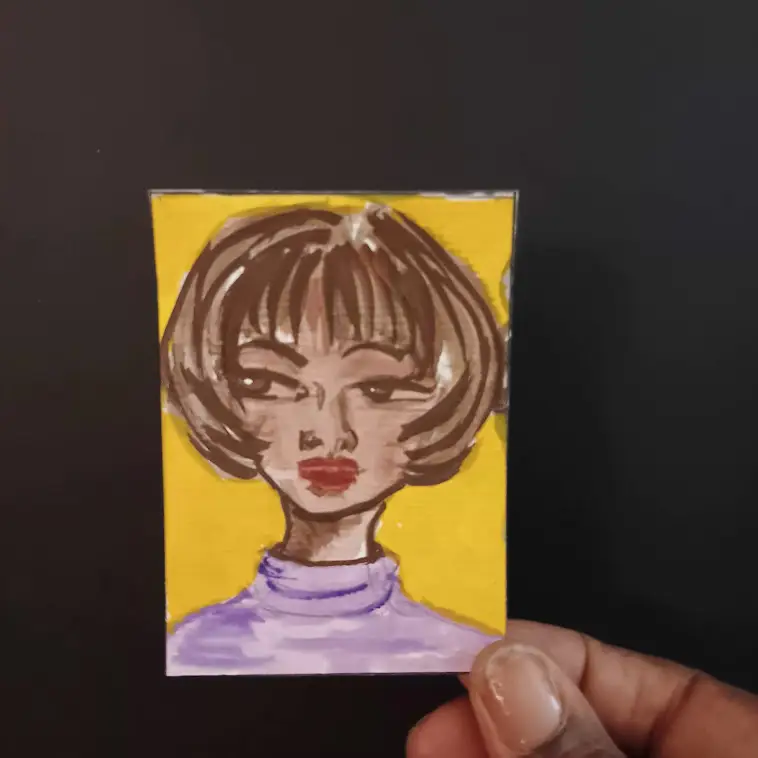 ACEO Art Original Abstract Painting Watercolor Gouache 2.5x3.5 by Karen James aceo art card