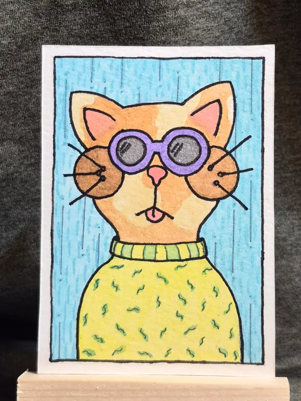 Cool Cat no6 aceo art card