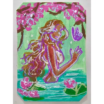 Bathing Beauty aceo art card thumbnail 1