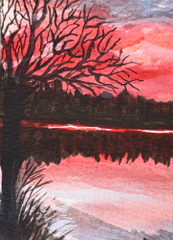 Winter sky aceo art card