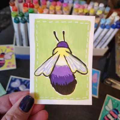 NonBEEnary - Pride Bee Series, part 4/6 aceo art card thumbnail 1