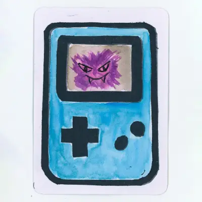 Gameboy Memories - Gastly aceo art card thumbnail 2